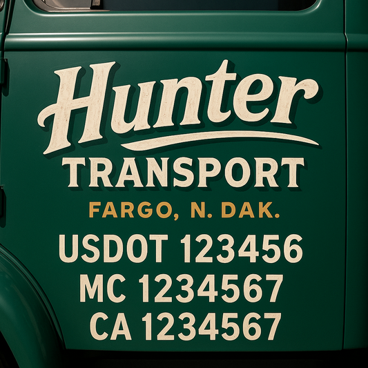 Custom Truck Door Decal Sticker Signs | Trucking or Business Name with City, USDOT, MC, CA Lettering Truck Signs