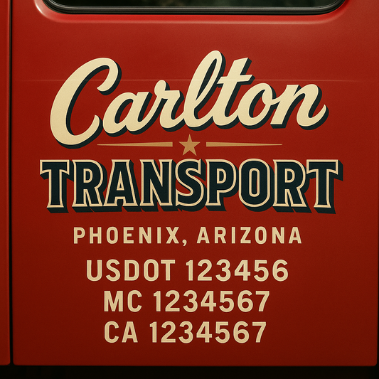 Custom Truck Door Decal Sticker Signs | Trucking or Business Name with City, USDOT, MC, CA Lettering Truck Signs