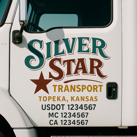 Custom Truck Door Decal Sticker Signs | Trucking or Business Name with City, USDOT, MC, CA Lettering Truck Signs