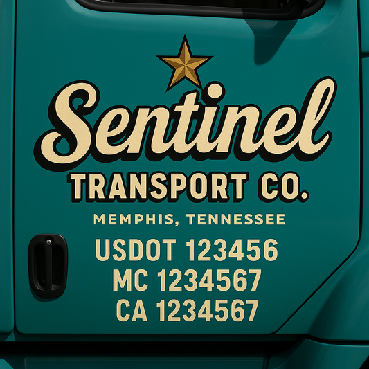 Custom Truck Door Decal Sticker Signs | Trucking or Business Name with City, USDOT, MC, CA Lettering Truck Signs