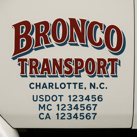 Custom Truck Door Decal Sticker Signs | Trucking or Business Name with City, USDOT, MC, CA Lettering Truck Signs