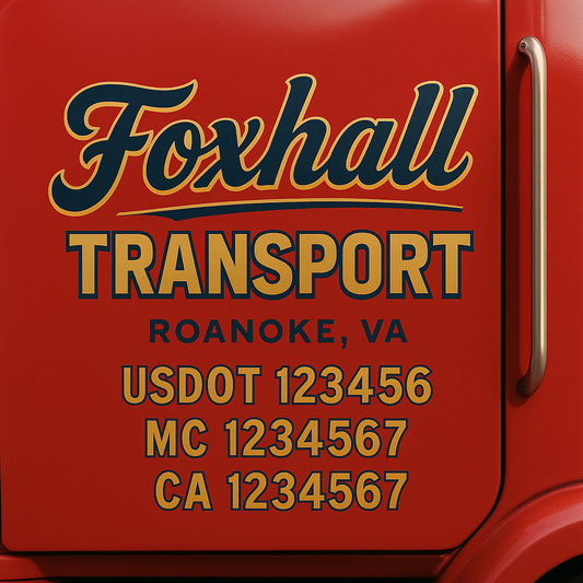 Custom Truck Door Decal Sticker Signs | Trucking or Business Name with City, USDOT, MC, CA Lettering Truck Signs