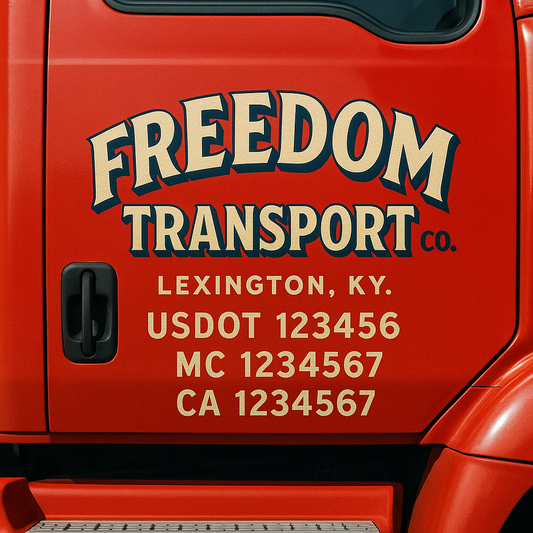 Custom Truck Door Decal Sticker Signs | Trucking or Business Name with City, USDOT, MC, CA Lettering Truck Signs
