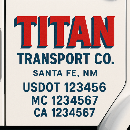Custom Truck Door Decal Sticker Signs | Trucking or Business Name with City, USDOT, MC, CA Lettering Truck Signs