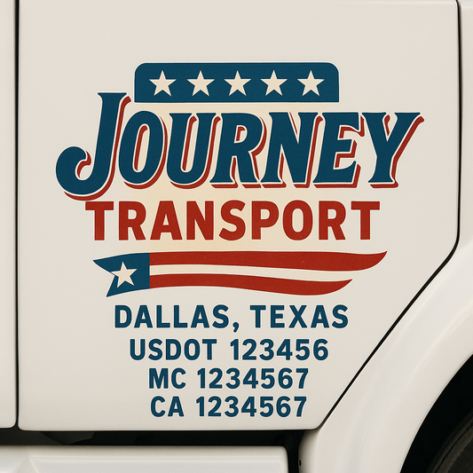 Custom Truck Door Decal Sticker Signs | Trucking or Business Name with City, USDOT, MC, CA Lettering Truck Signs