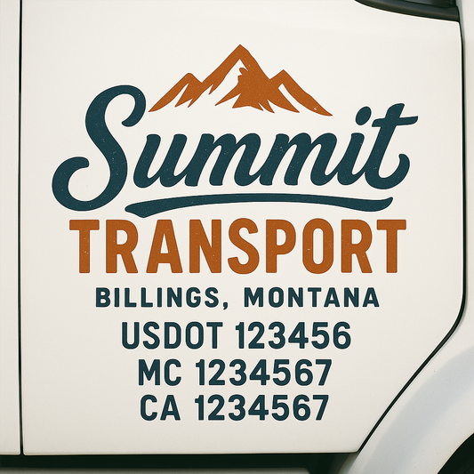 Custom Truck Door Decal Sticker Signs | Trucking or Business Name with City, USDOT, MC, CA Lettering Truck Signs