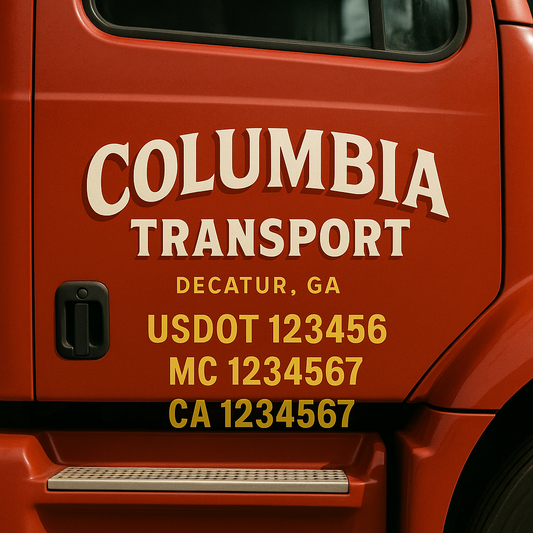 Custom Truck Door Decal Sticker Signs | Trucking or Business Name with City, USDOT, MC, CA Lettering Truck Signs