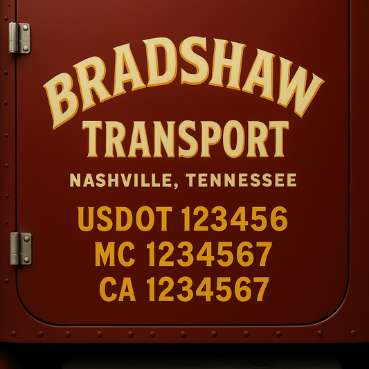 Custom Truck Door Decal Sticker Signs | Trucking or Business Name with City, USDOT, MC, CA Lettering Truck Signs