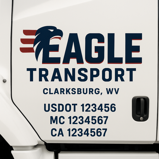 Custom Truck Door Decal Sticker Signs | Trucking or Business Name with City, USDOT, MC, CA Lettering Truck Signs