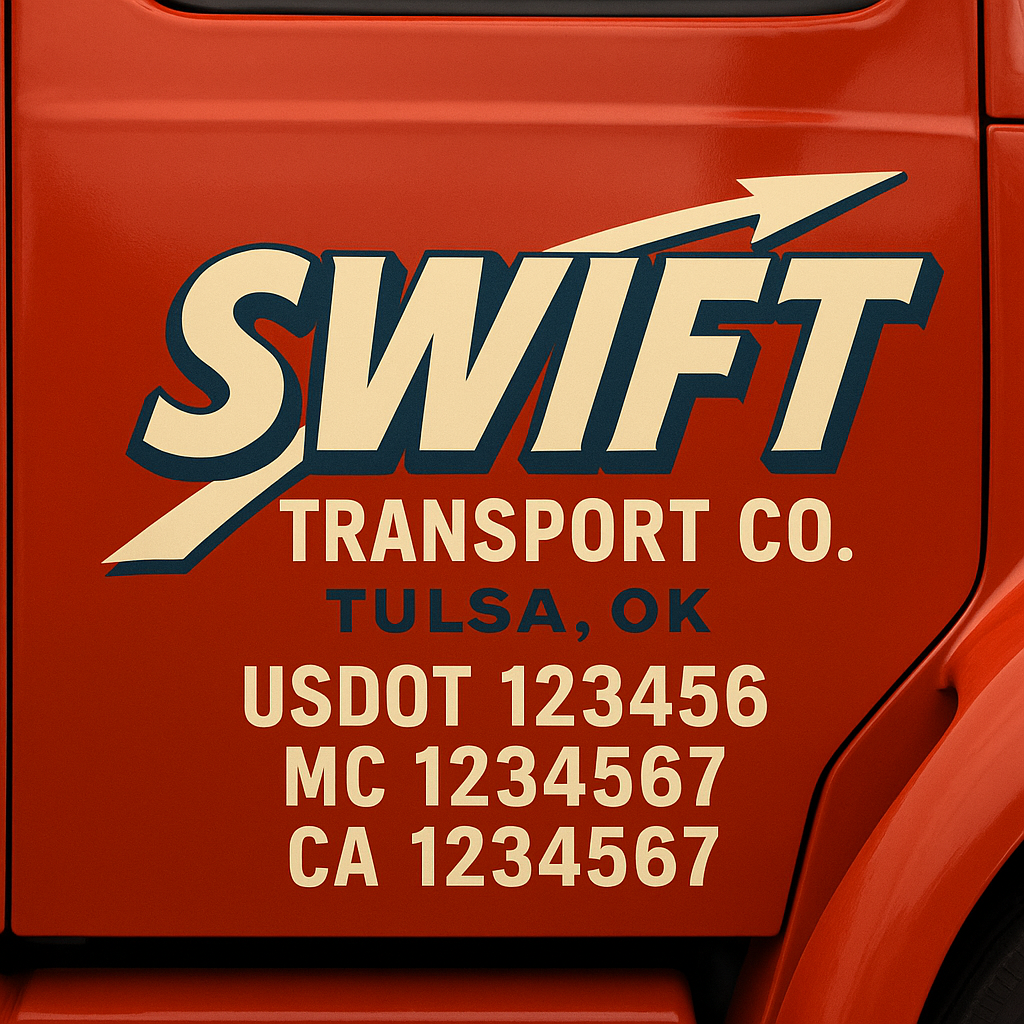 Custom Truck Door Decal Sticker Signs | Trucking or Business Name with City, USDOT, MC, CA Lettering Truck Signs