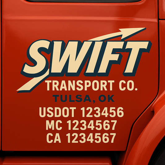 Custom Truck Door Decal Sticker Signs | Trucking or Business Name with City, USDOT, MC, CA Lettering Truck Signs