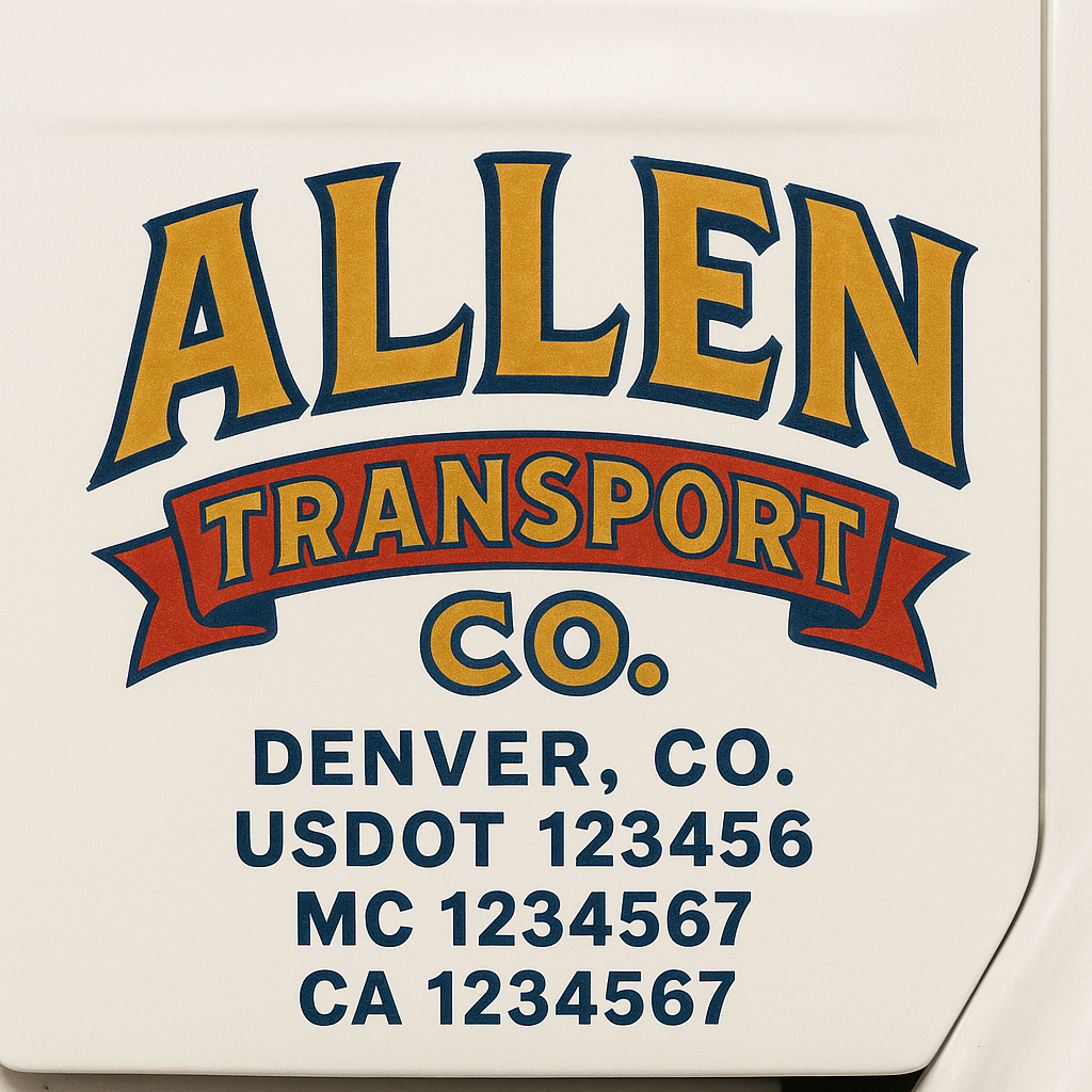 Custom Truck Door Decal Sticker Signs | Trucking or Business Name with City, USDOT, MC, CA Lettering Truck Signs