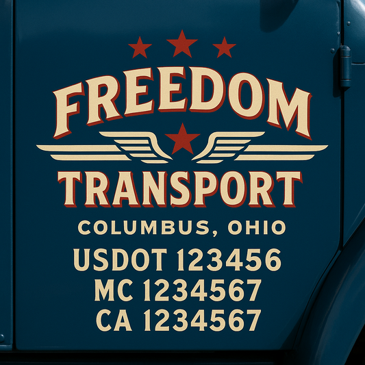 Custom Truck Door Decal Sticker Signs | Trucking or Business Name with City, USDOT, MC, CA Lettering Truck Signs
