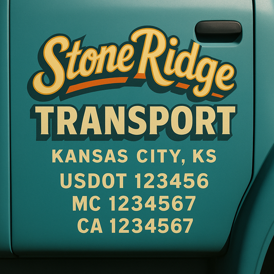 Custom Truck Door Decal Sticker Signs | Trucking or Business Name with City, USDOT, MC, CA Lettering Truck Signs