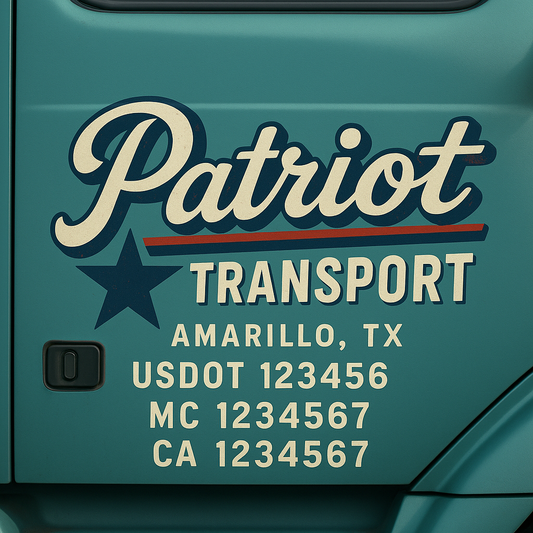 Custom Truck Door Decal Sticker Signs | Trucking or Business Name with City, USDOT, MC, CA Lettering Truck Signs