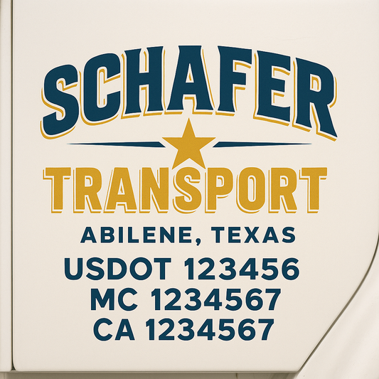 Custom Truck Door Decal Sticker Signs | Trucking or Business Name with City, USDOT, MC, CA Lettering Truck Signs
