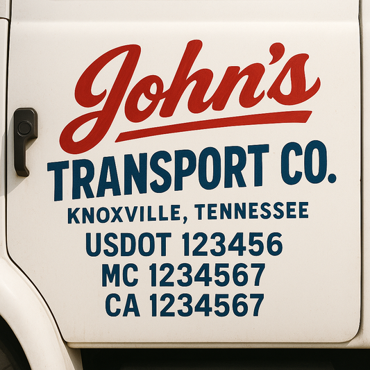 Custom Truck Door Decal Sticker Signs | Trucking or Business Name with City, USDOT, MC, CA Lettering Truck Signs