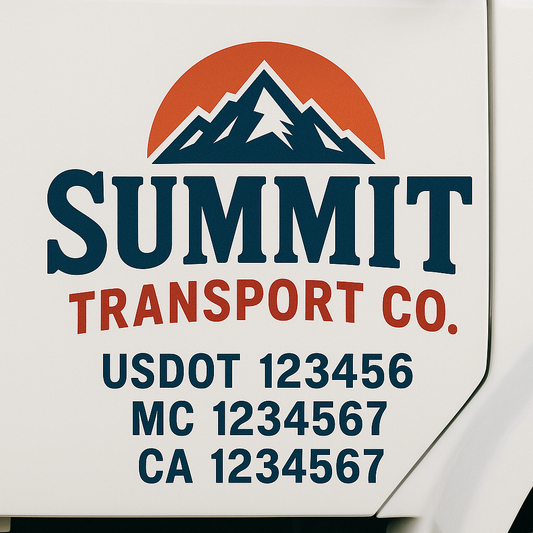 Custom Truck Door Decal Sticker Signs | Trucking or Business Name with City, USDOT, MC, CA Lettering Truck Signs