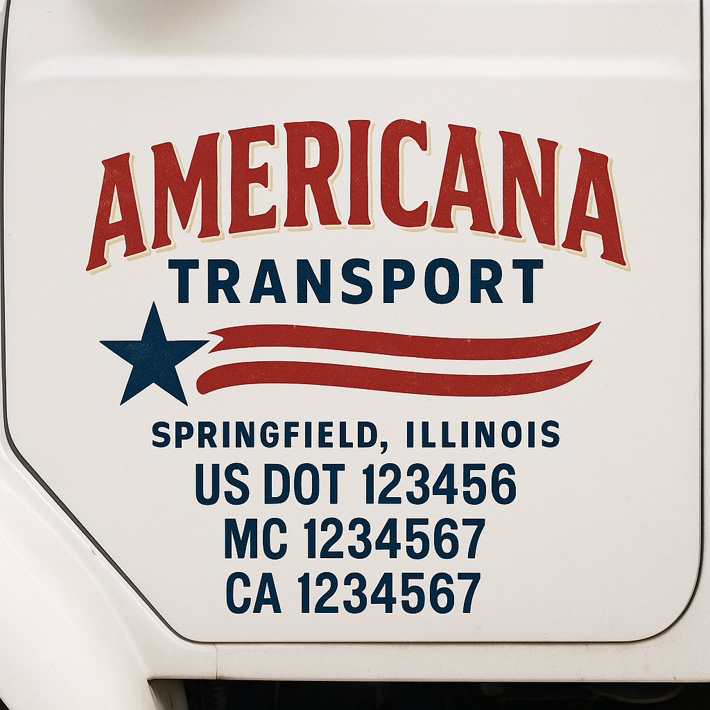 Custom Truck Door Decal Sticker Signs | Trucking or Business Name with City, USDOT, MC, CA Lettering Truck Signs
