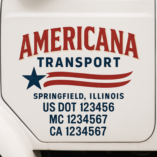 Custom Truck Door Decal Sticker Signs | Trucking or Business Name with City, USDOT, MC, CA Lettering Truck Signs