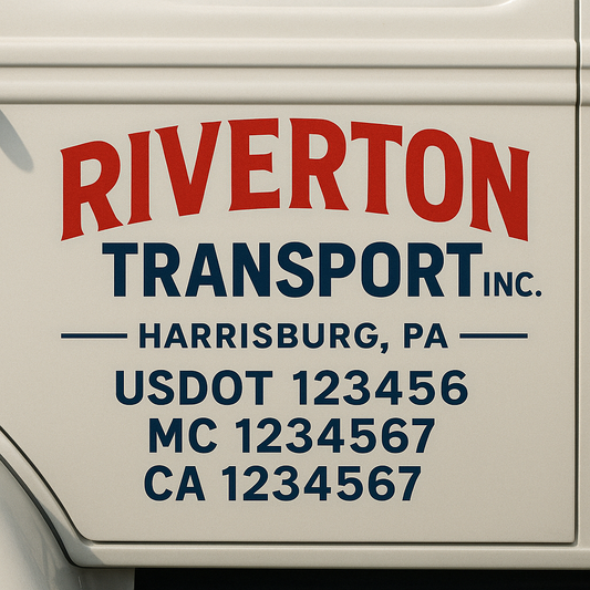 Custom Truck Door Decal Sticker Signs | Trucking or Business Name with City, USDOT, MC, CA Lettering Truck Signs