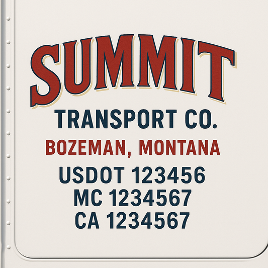 Custom Truck Door Decal Sticker Signs | Trucking or Business Name with City, USDOT, MC, CA Lettering Truck Signs