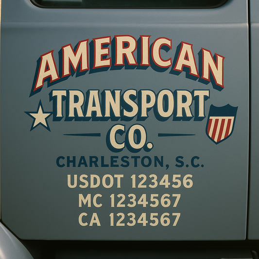 Custom Truck Door Decal Sticker Signs | Trucking or Business Name with City, USDOT, MC, CA Lettering Truck Signs