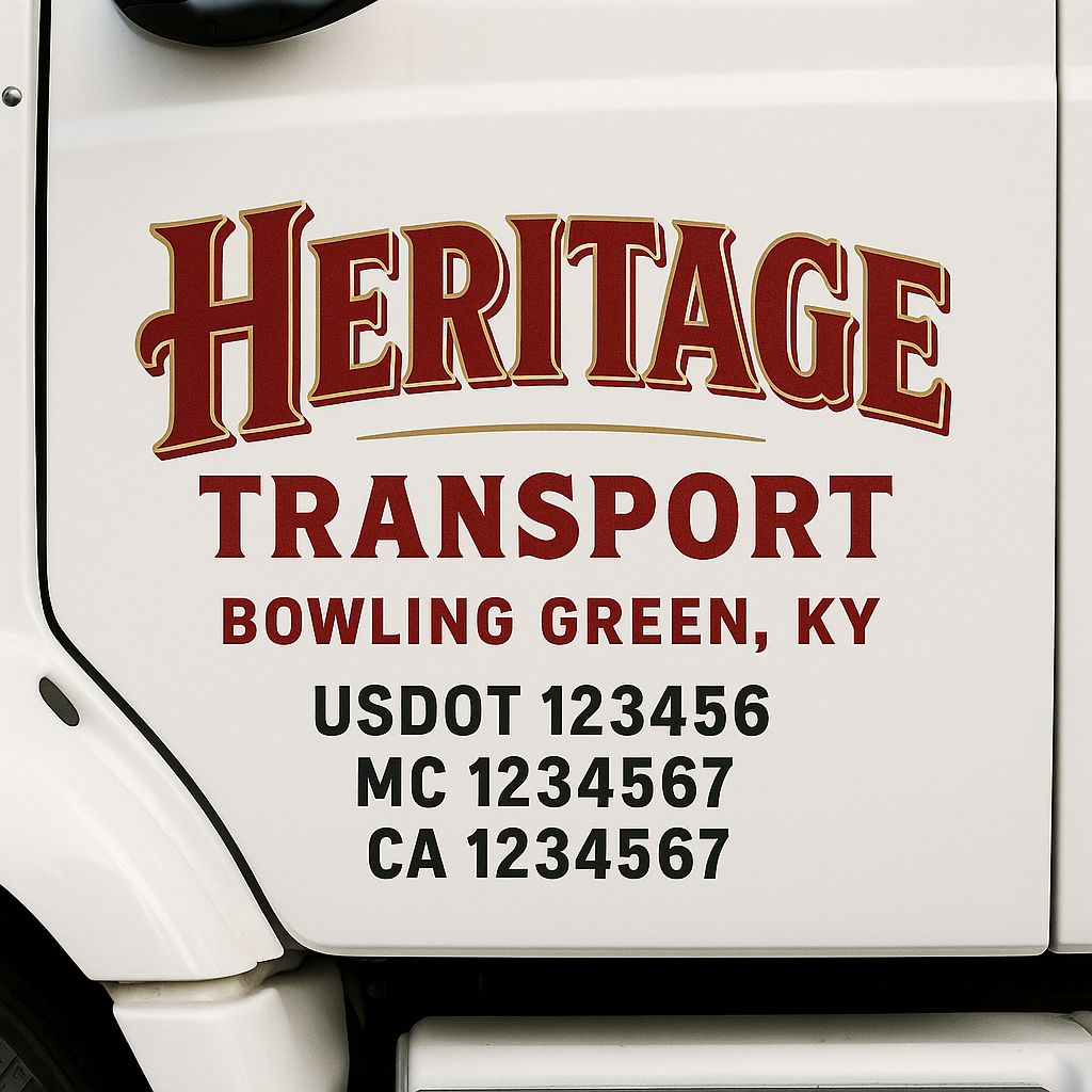 Custom Truck Door Decal Sticker Signs | Trucking or Business Name with City, USDOT, MC, CA Lettering Truck Signs