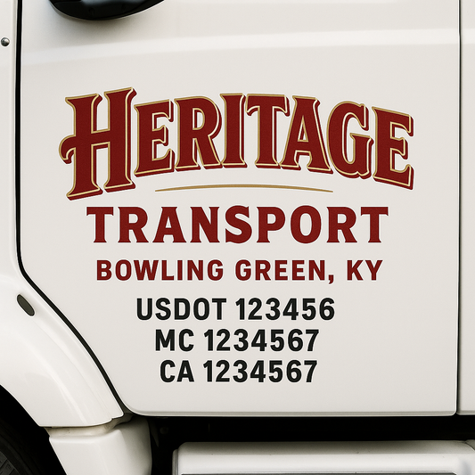 Custom Truck Door Decal Sticker Signs | Trucking or Business Name with City, USDOT, MC, CA Lettering Truck Signs