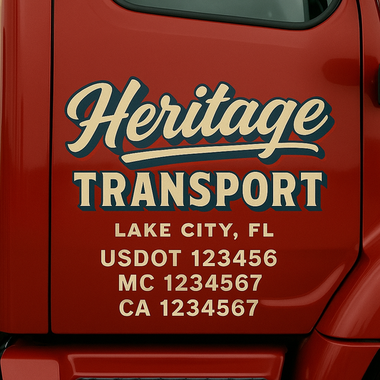 Custom Truck Door Decal Sticker Signs | Trucking or Business Name with City, USDOT, MC, CA Lettering Truck Signs