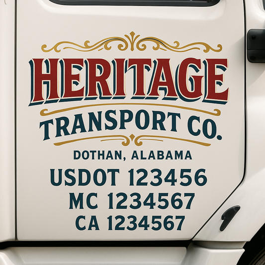 Custom Truck Door Decal Sticker Signs | Trucking or Business Name with City, USDOT, MC, CA Lettering Truck Signs