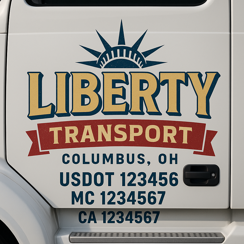 Custom Truck Door Decal Sticker Signs | Trucking or Business Name with City, USDOT, MC, CA Lettering Truck Signs