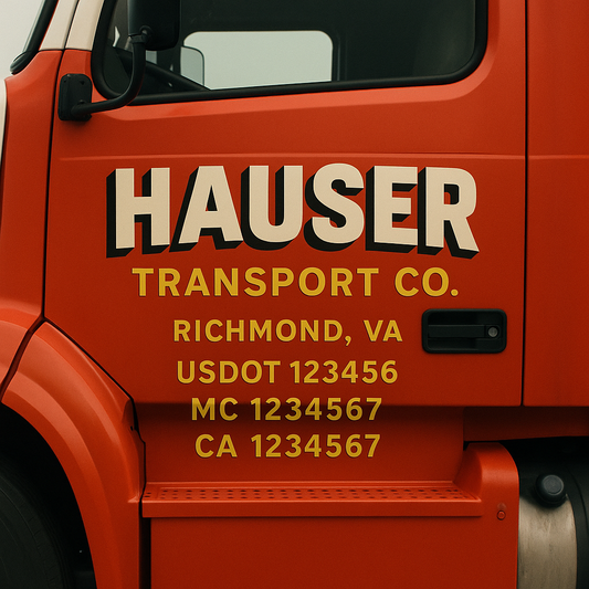 Custom Truck Door Decal Sticker Signs | Trucking or Business Name with City, USDOT, MC, CA Lettering Truck Signs