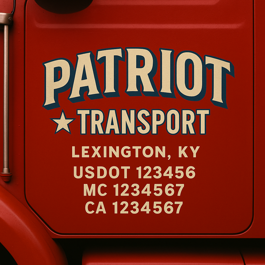 Custom Truck Door Decal Sticker Signs | Trucking or Business Name with City, USDOT, MC, CA Lettering Truck Signs