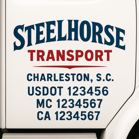 Custom Truck Door Decal Sticker Signs | Trucking or Business Name with City, USDOT, MC, CA Lettering Truck Signs