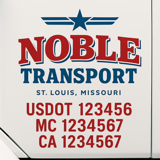 Custom Truck Door Decal Sticker Signs | Trucking or Business Name with City, USDOT, MC, CA Lettering Truck Signs