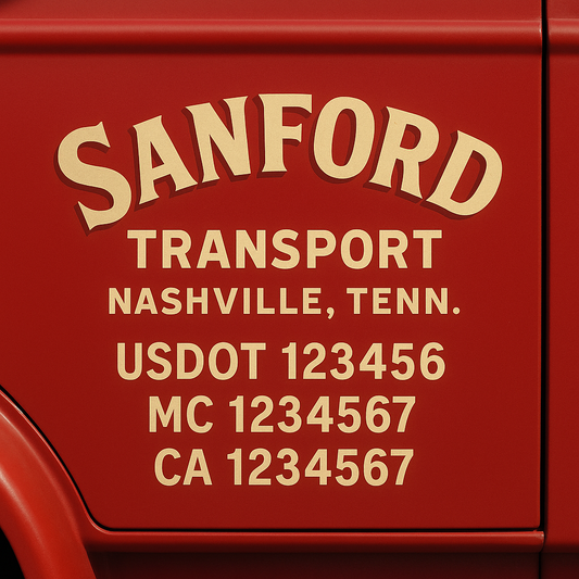 Custom Truck Door Decal Sticker Signs | Trucking or Business Name with City, USDOT, MC, CA Lettering Truck Signs