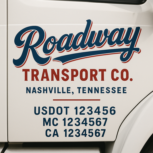 Custom Truck Door Decal Sticker Signs | Trucking or Business Name with City, USDOT, MC, CA Lettering Truck Signs