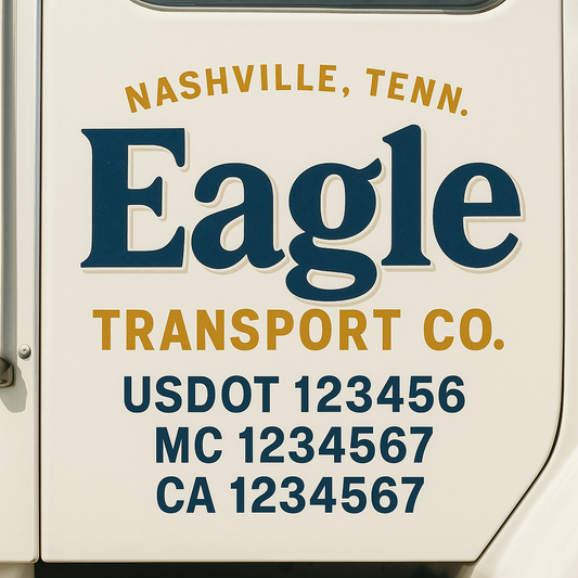 Custom Truck Door Decal Sticker Signs | Trucking or Business Name with City, USDOT, MC, CA Lettering Truck Signs