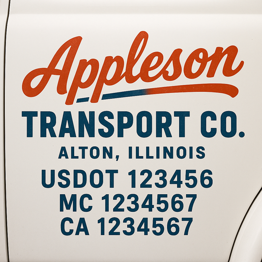 Custom Truck Door Decal Sticker Signs | Trucking or Business Name with City, USDOT, MC, CA Lettering Truck Signs