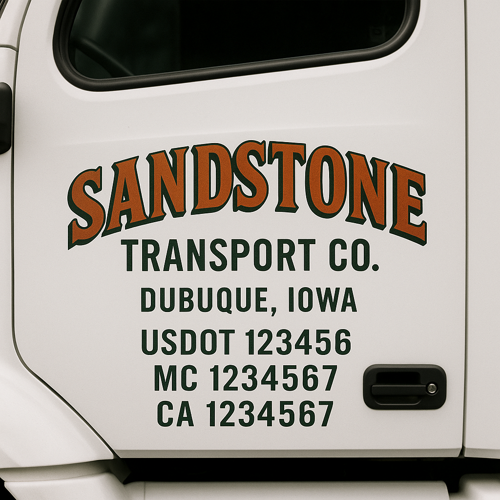 Custom Truck Door Decal Sticker Signs | Trucking or Business Name with City, USDOT, MC, CA Lettering Truck Signs