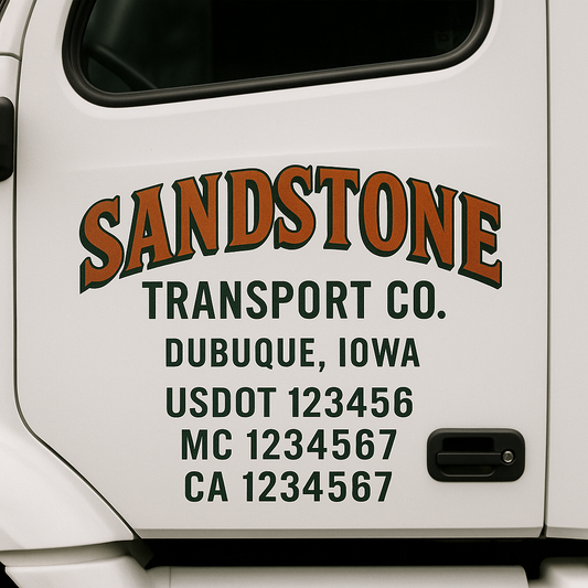Custom Truck Door Decal Sticker Signs | Trucking or Business Name with City, USDOT, MC, CA Lettering Truck Signs