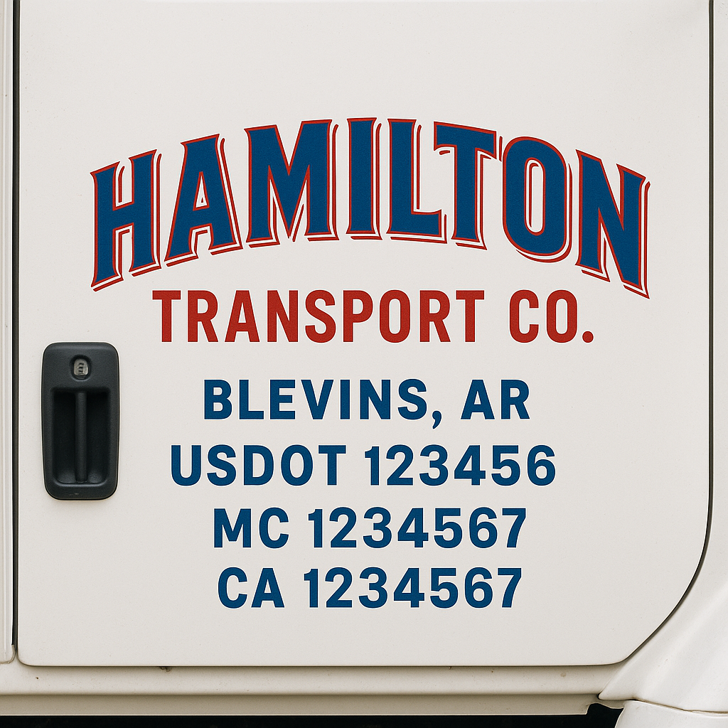 Custom Truck Door Decal Sticker Signs | Trucking or Business Name with City, USDOT, MC, CA Lettering Truck Signs