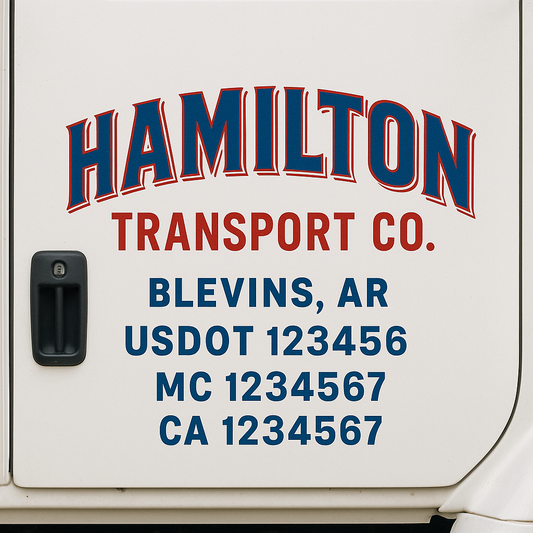 Custom Truck Door Decal Sticker Signs | Trucking or Business Name with City, USDOT, MC, CA Lettering Truck Signs