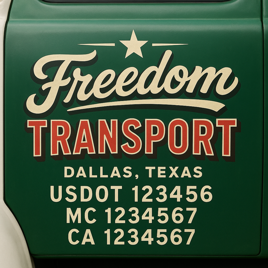 Custom Truck Door Decal Sticker Signs | Trucking or Business Name with City, USDOT, MC, CA Lettering Truck Signs