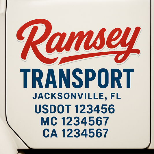 Custom Truck Door Decal Sticker Signs | Trucking or Business Name with City, USDOT, MC, CA Lettering Truck Signs