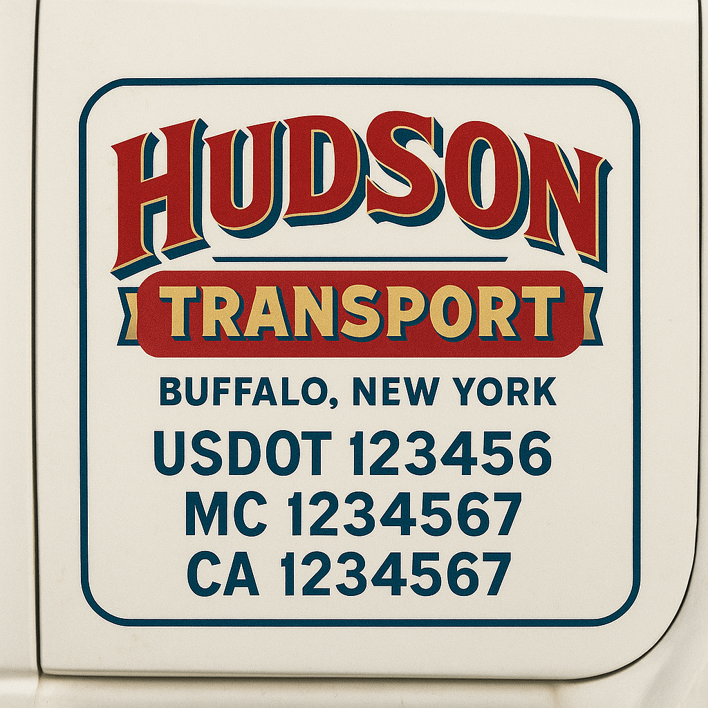 Custom Truck Door Decal Sticker Signs | Trucking or Business Name with City, USDOT, MC, CA Lettering Truck Signs