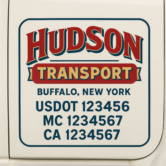 Custom Truck Door Decal Sticker Signs | Trucking or Business Name with City, USDOT, MC, CA Lettering Truck Signs