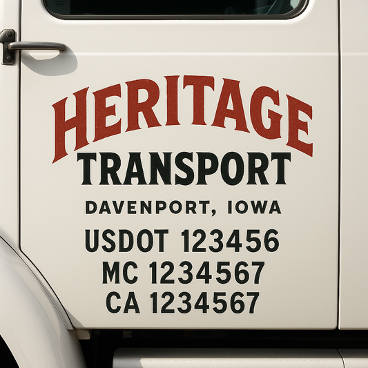 Custom Truck Door Decal Sticker Signs | Trucking or Business Name with City, USDOT, MC, CA Lettering Truck Signs