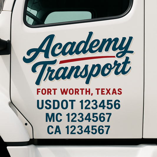 Custom Truck Door Decal Sticker Signs | Trucking or Business Name with City, USDOT, MC, CA Lettering Truck Signs